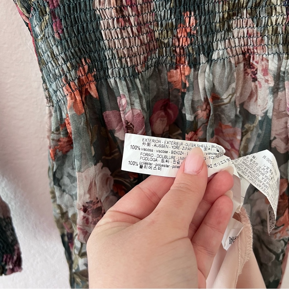 Zara Rare Viral Floral Sheer Midi Dress Sz M - Picture 9 of 11